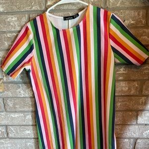 Colorful striped knee length dress